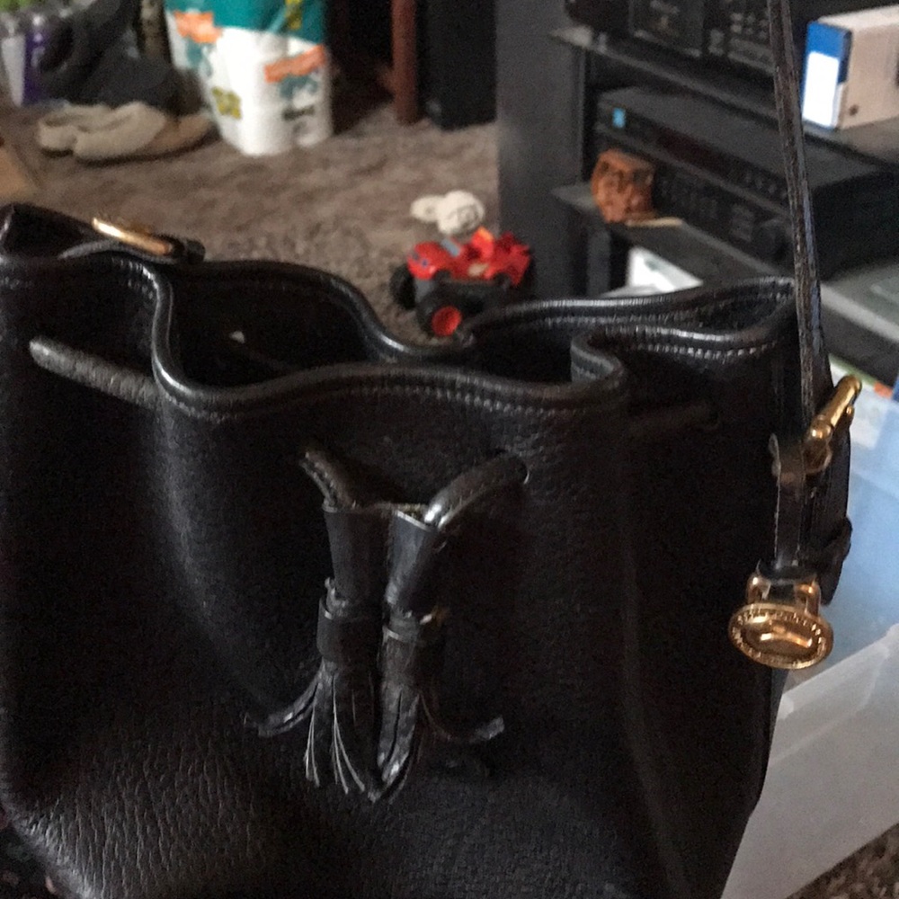 Black Dooney Bourke draw string leather purse